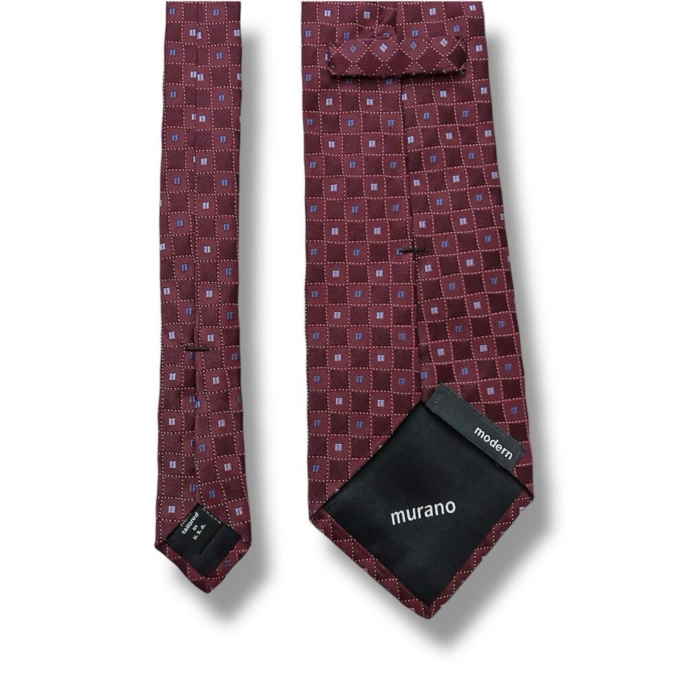 Red Wine Murano Modern Tie 60” X 3.75” Small Squares Men Collection